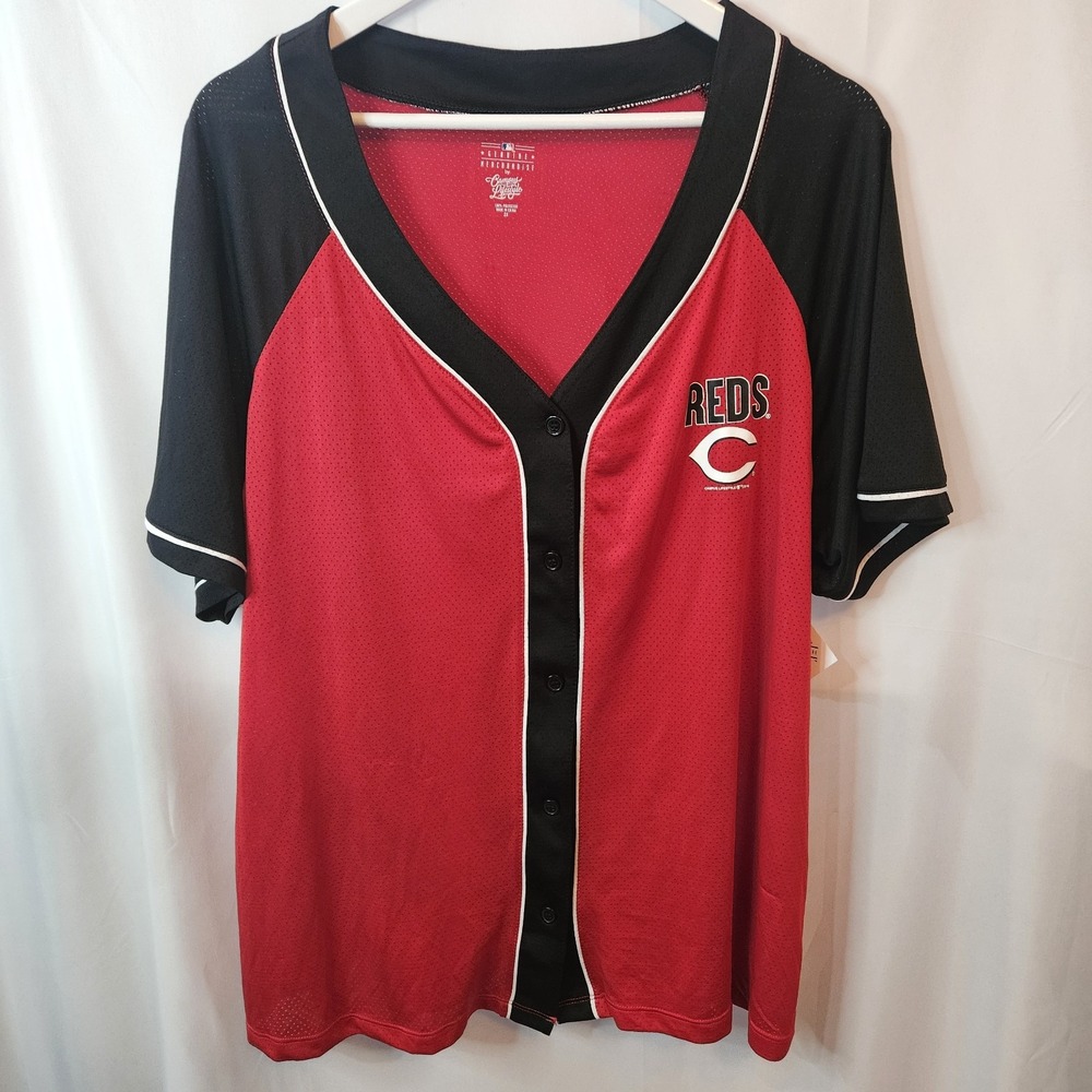 Cincinnati Reds by Campus lifestyle NWT Wmns V Neck Jersey Sz 2X Baseball Teams